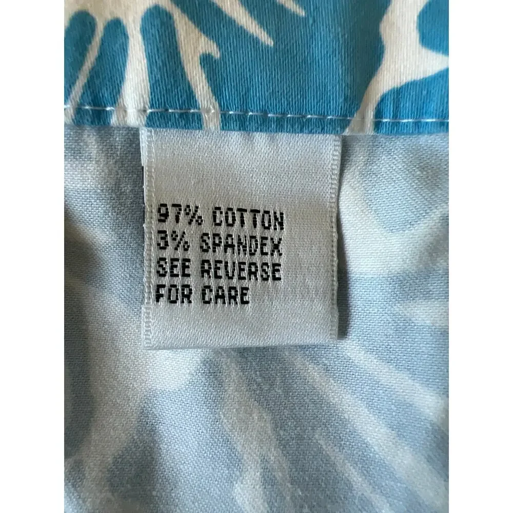 Talbots Chatham Sky Blue Floral Palm Stretch Ankle Pants Size 16 XL